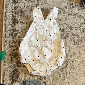 New no stains never washed 18-24 month overalls red white and blue stars